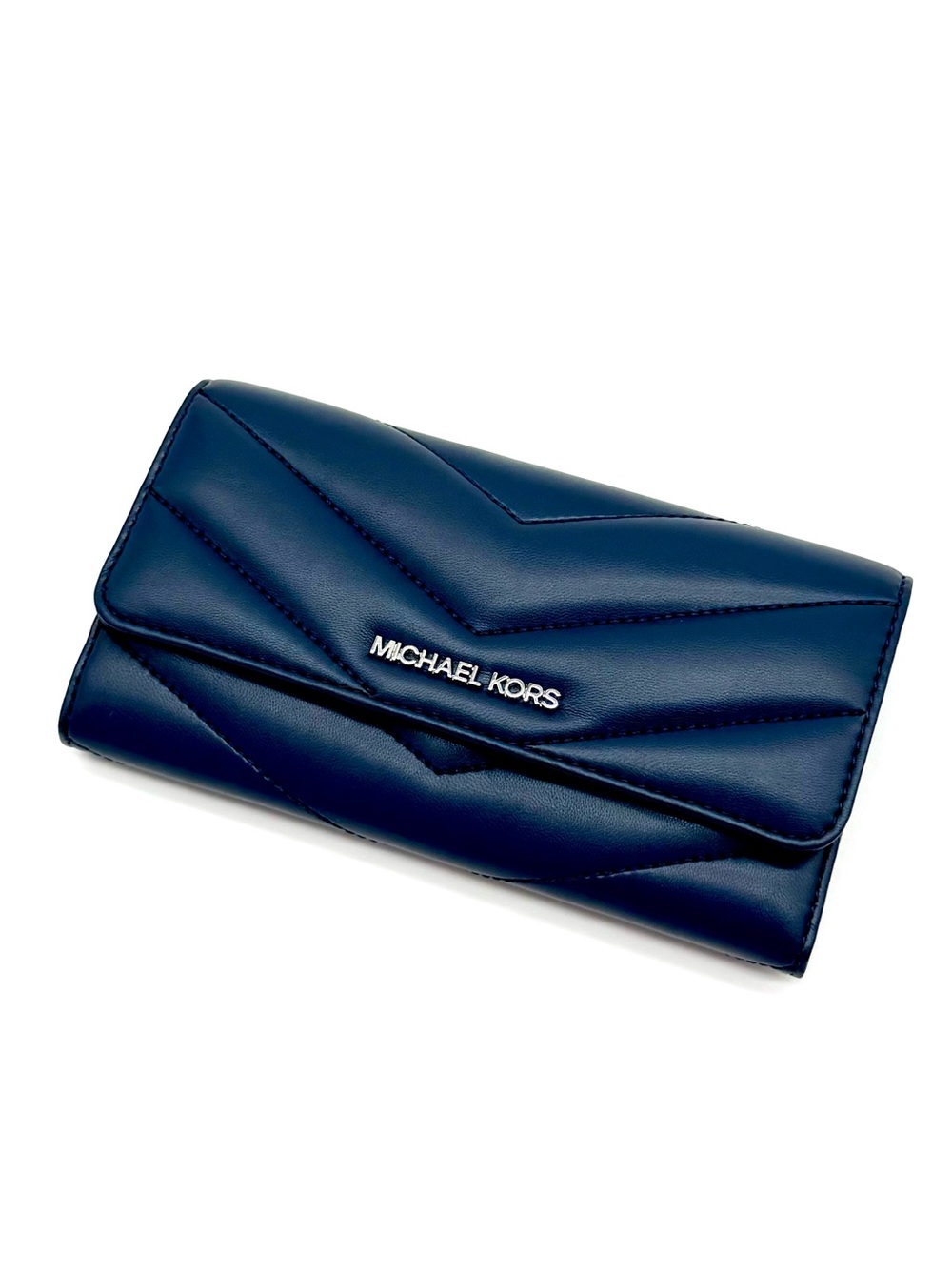 Michael Kors Large Quilted Trifold Wallet Navy Blue